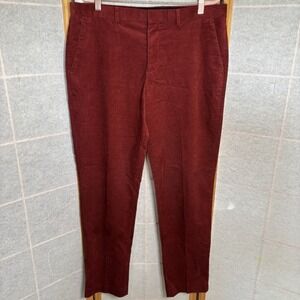 EXPRESS Men's Brick Red Slim Corduroy Suit Pant Sz 34x34 Retro Rust